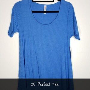 LuLaRoe Perfect T XS Solid Blue Ribbed NEW
